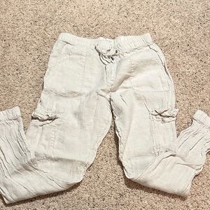 Lightweight Drawstring Cargo Pants - Cream